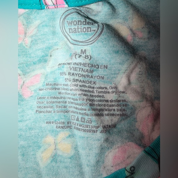 Girls Wonder Nation Teal Butterfly Print Short Sleeve Tee size medium, size 7 - Picture 4 of 4